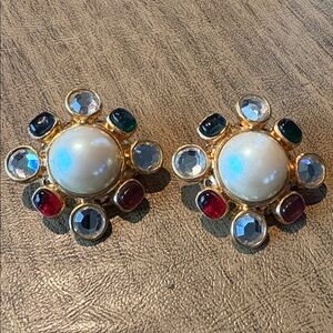 Les Bernard Elegant Gold and Multicolor Stud Earrings